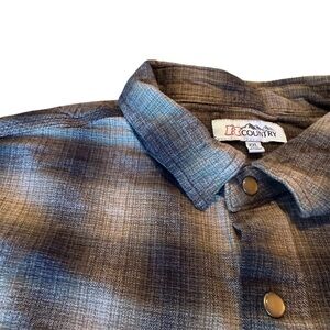 R Country Shirt Pearl Snap Flannel Brown Plaid Casual Workwear Size XXL *READ*
